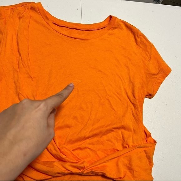 By Anthropologie Cropped Drape Front T-Shirt Orange Extra Small XS J2 - Picture 5 of 8